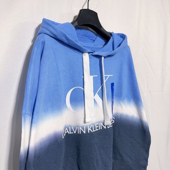 Calvin Klein Jeans Women’s Pullover Long Sleeve Hoodie Sweatshirt Blue Navy L - Picture 3 of 11